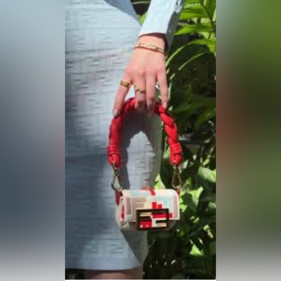 NWT FENDI Nano Baguette Multicolour canvas charm - Picture 3 of 14